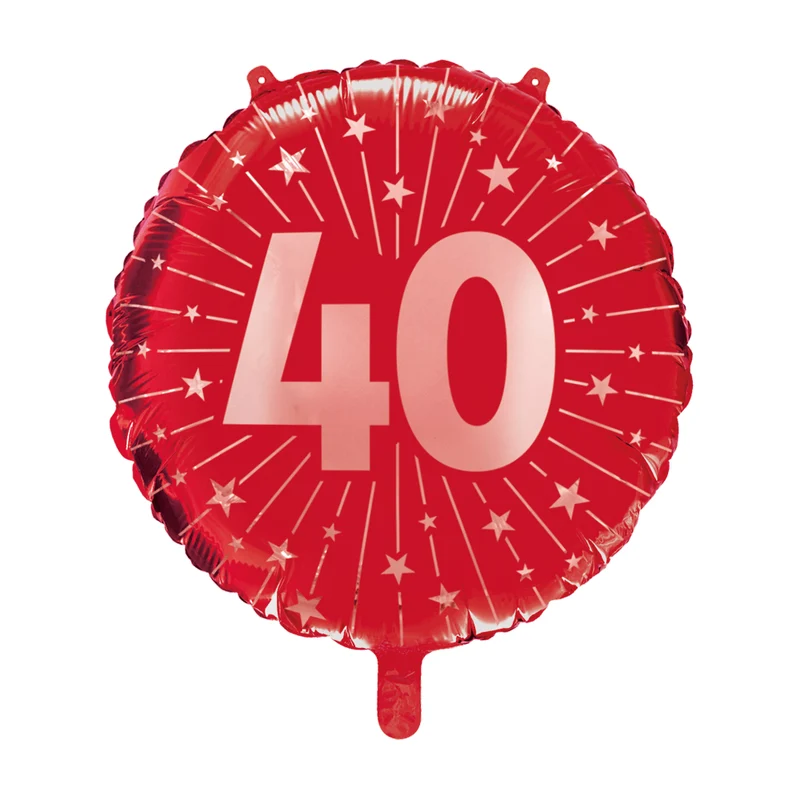 40 Jaar Helium Ballon Rood Leeg 45cm