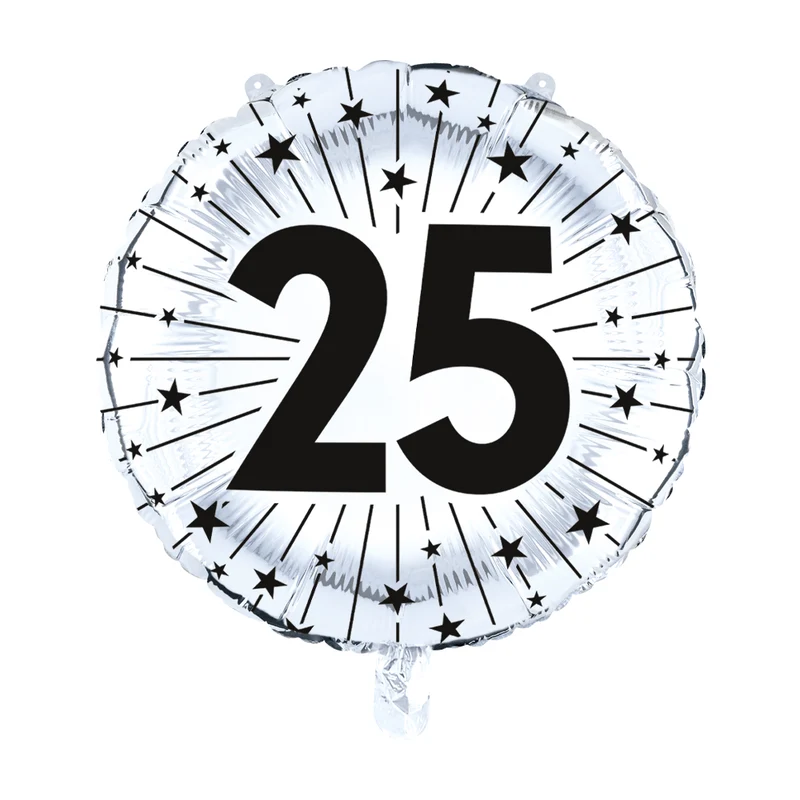 25 Jaar Helium Ballon Zilver Leeg 45cm