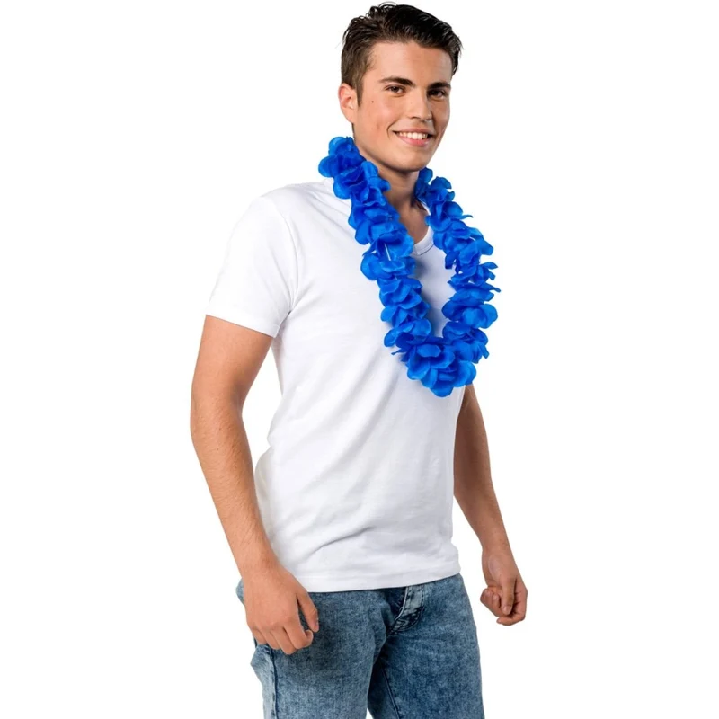 Hawaii krans neon blauw 9.5cm