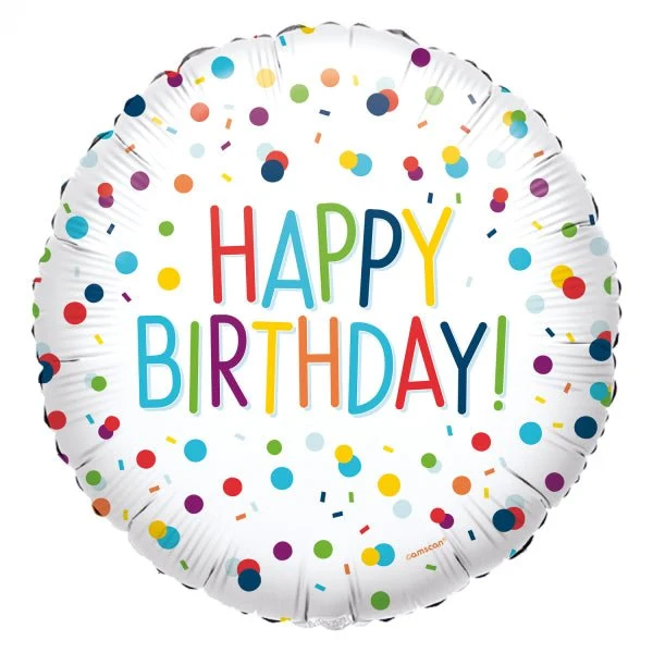 Happy Birthday Helium Ballon Gekleurd Stippen 43cm