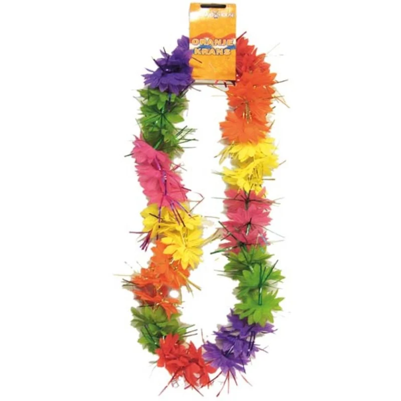 Gekleurde Hawaii Krans Met Tinsels 57cm