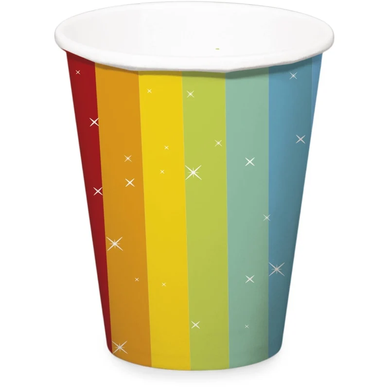 Gekleurde Bekers Regenboog Gestreept 250ml 6st
