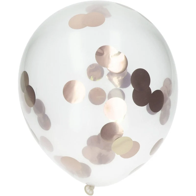 Doorzichtige Confetti Ballonnen Rose Goud 30cm 4st