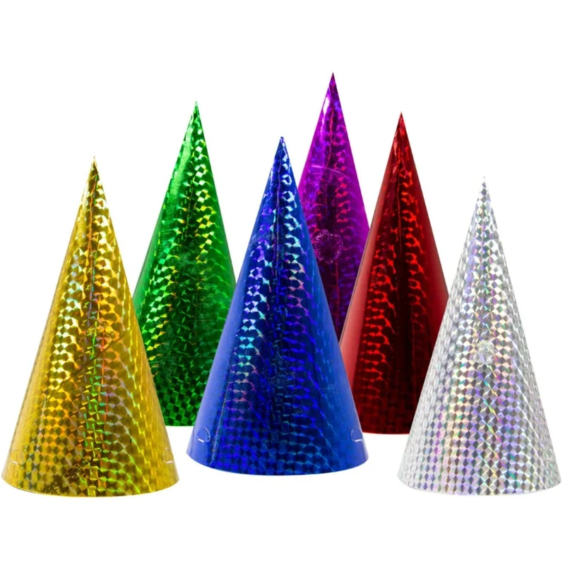 Gekleurde Feesthoedjes Metallic 16cm 6st