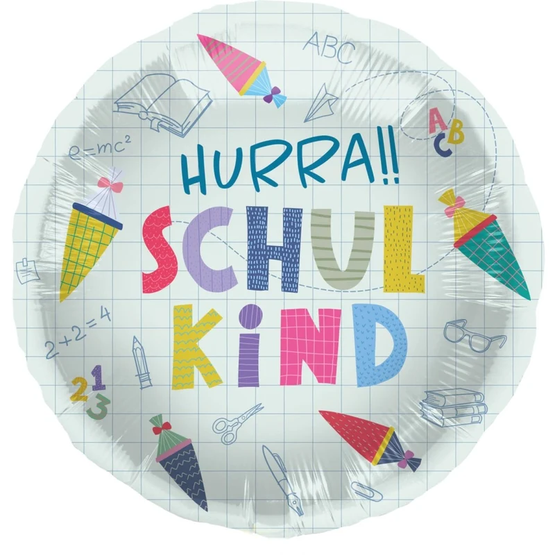 Gekleurde Folie Ballon Schulanfang Hurra Schulkind Leeg 45cm