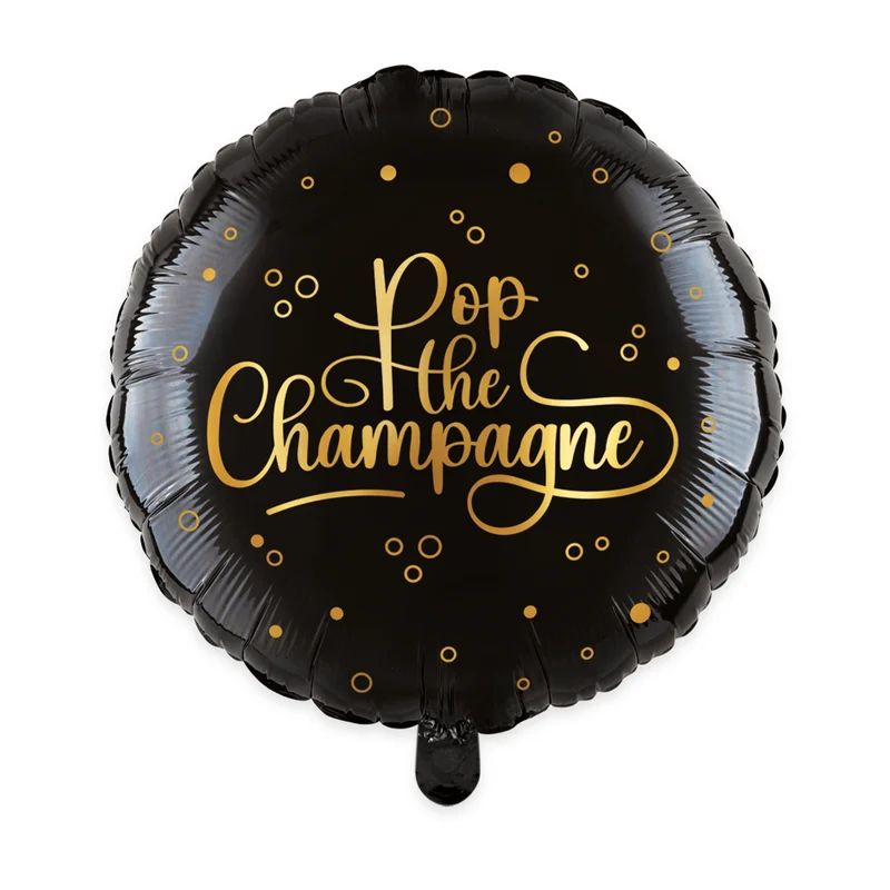 Pop The Champagne Helium Ballon Zwart Goud 45cm