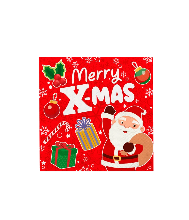 Kerst Servetten Rood Figuren 16cm