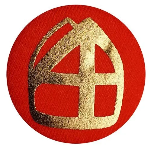 Sinterklaas Button Rood Goud Mijter 5cm