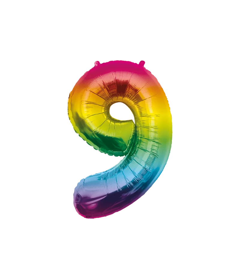 9 Jaar Helium Ballon Regenboog Leeg 86cm