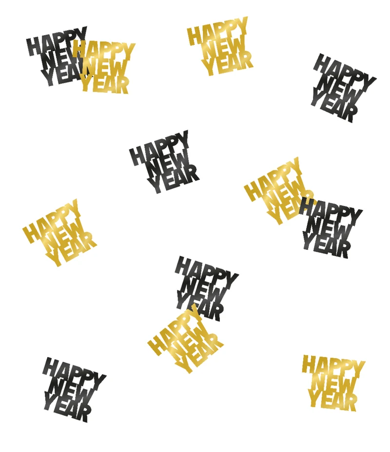 Happy New Year Tafelconfetti Zwart Goud 14gr
