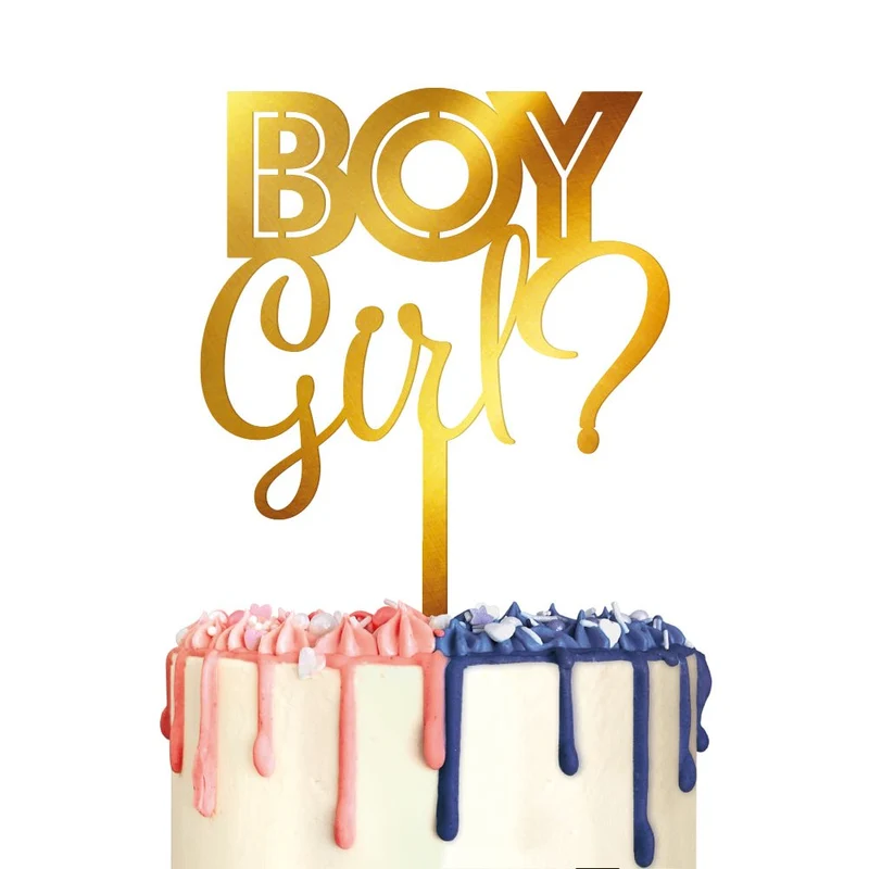 Gender Reveal Taarttopper Goud