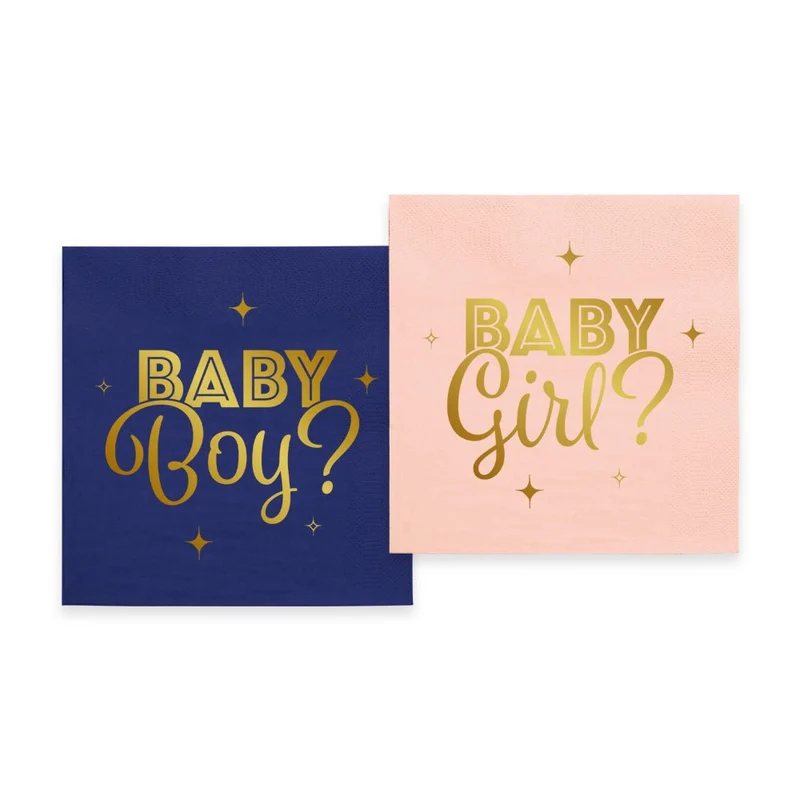 Gender Reveal Servetten Blauw Roze 33cm 20st