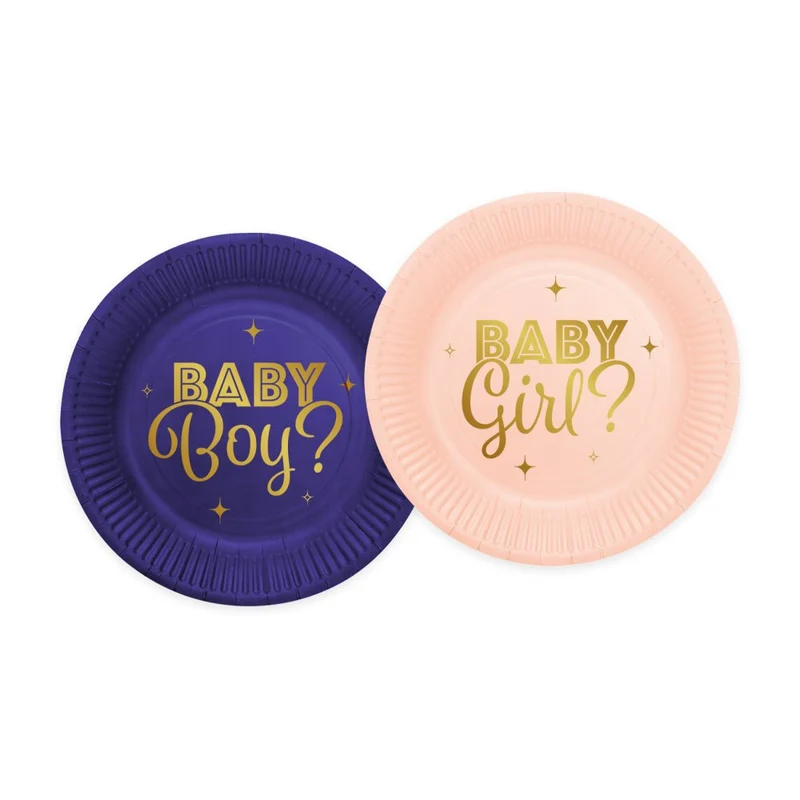 Gender Reveal Borden Blauw Roze 18cm 8st