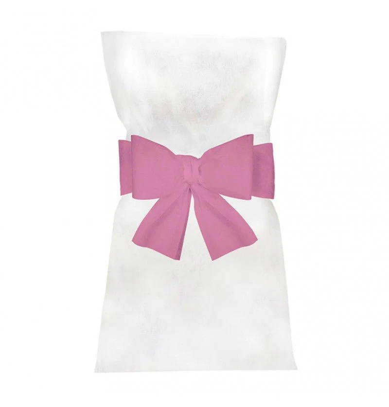 Roze Stoel Strik 19cm 6st