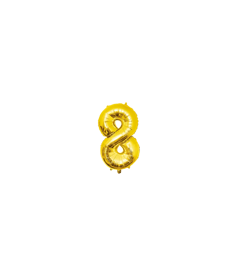 8 Jaar Helium Ballon Goud Leeg 40cm