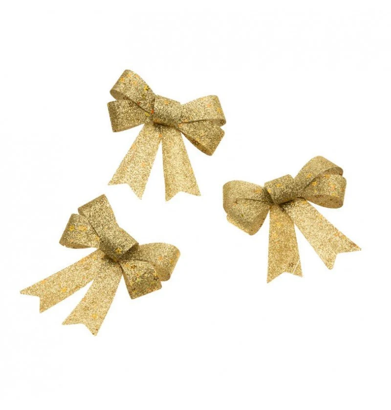 Gouden Strik Glitter 12,7cm 3st