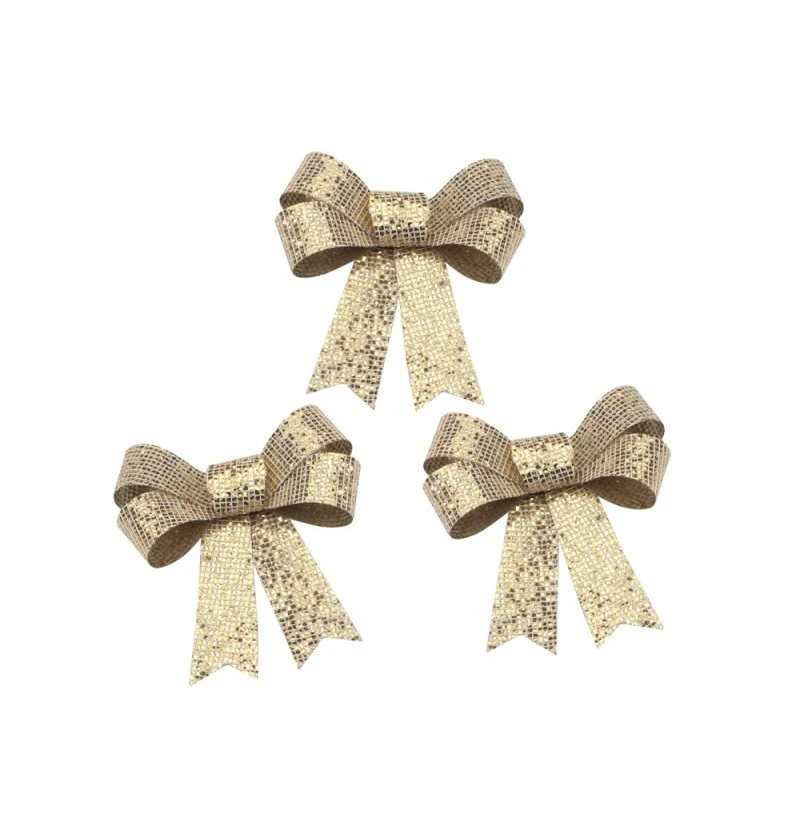 Gouden Strik Glitters 12,7cm 3st