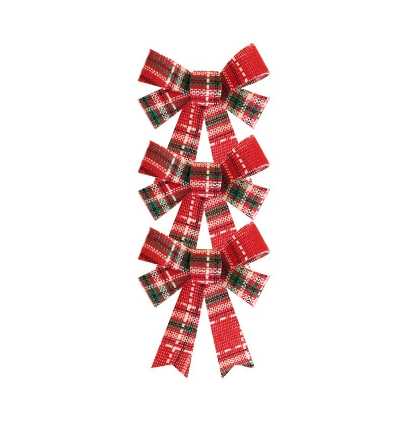 Rood Groene Strik Schotse Ruit 10cm 3st