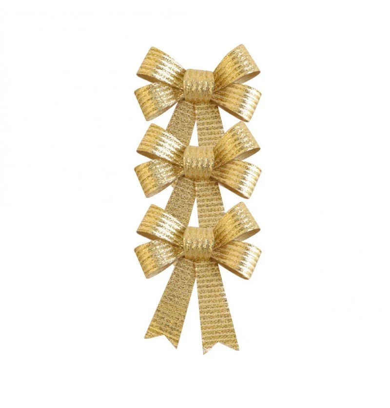 Gouden Strik Glitters Strepen 10cm 3st