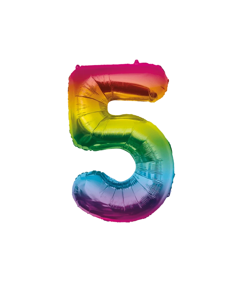 5 Jaar Helium Ballon Regenboog Leeg 86cm
