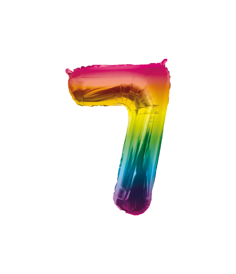 7 Jaar Helium Ballon Regenboog Leeg 86cm
