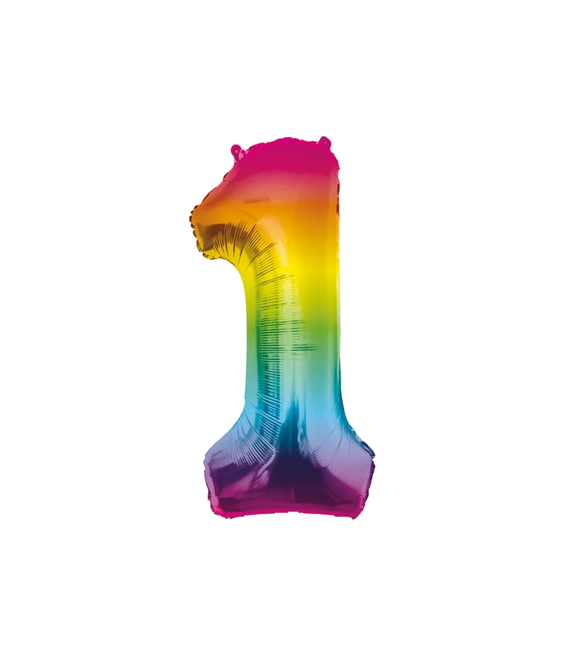 1 Jaar Helium Ballon Regenboog Leeg 86cm