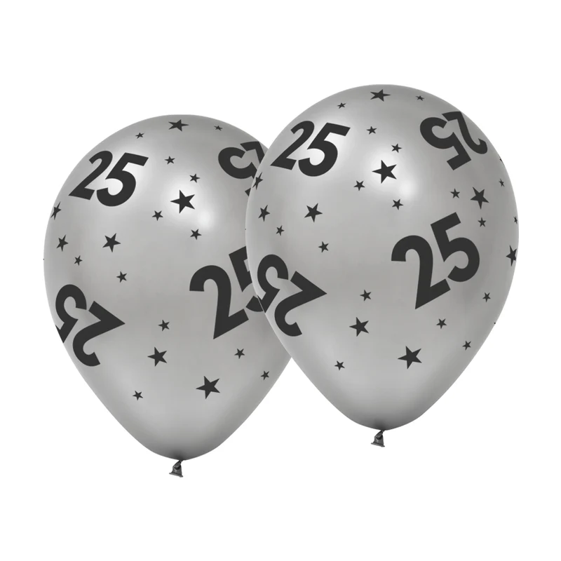 25 Jaar Ballonnen Zilver 31cm 6st