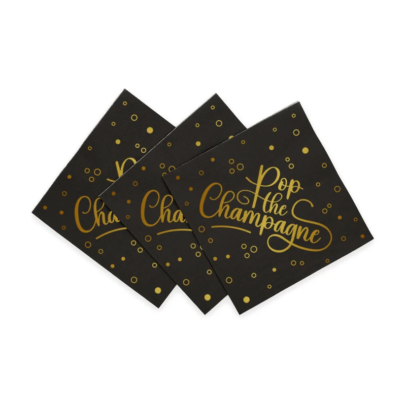 Pop The Champagne Servetten Zwart Goud
