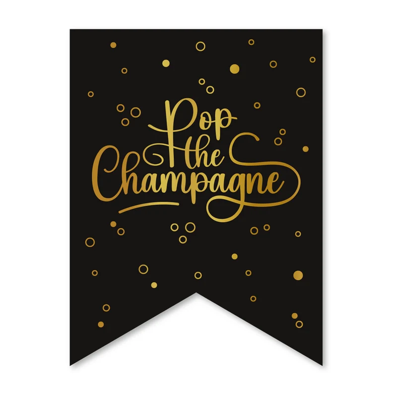 Pop The Champagne Slinger Zwart Goud 6m