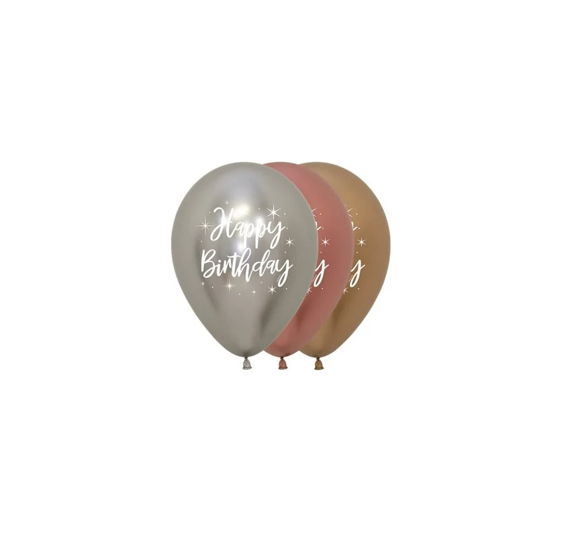 Happy Birthday Ballonnen Gekleurd Metallic 12cm 50st