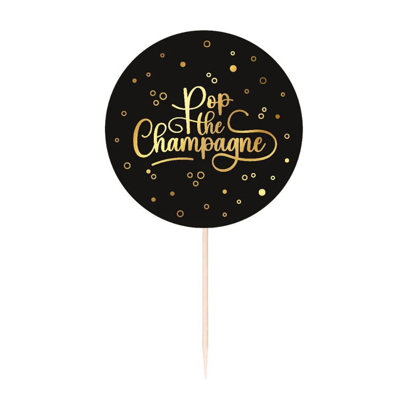 Pop The Champagne Cocktailprikkers Zwart Goud