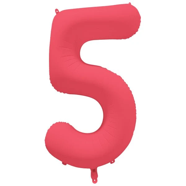 5 Jaar Cijfer Ballon Rood Neon Leeg 86cm