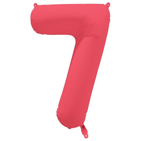 7 Jaar Cijfer Ballon Rood Neon Leeg 86cm