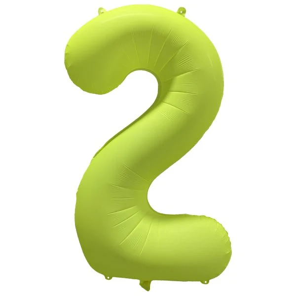 2 Jaar Cijfer Ballon Neon Geel Leeg 86cm