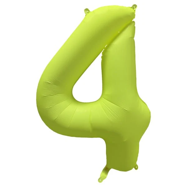 4 Jaar Cijfer Ballon Neon Geel Leeg 86cm