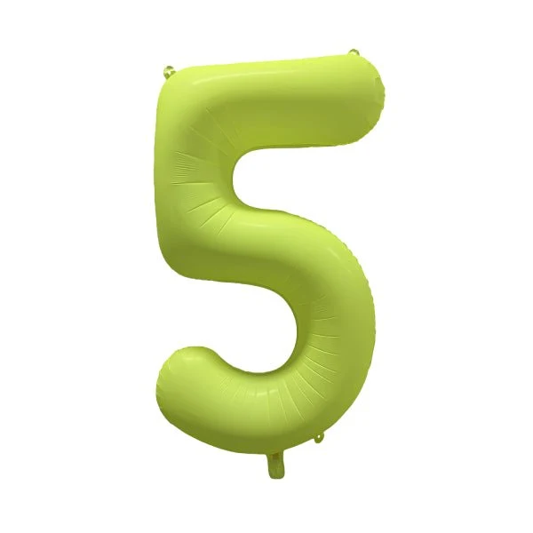 5 Jaar Cijfer Ballon Neon Geel Leeg 86cm