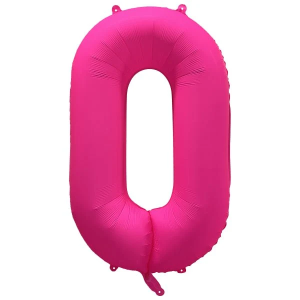 0 Jaar Cijfer Ballon Neon Roze Leeg 86cm
