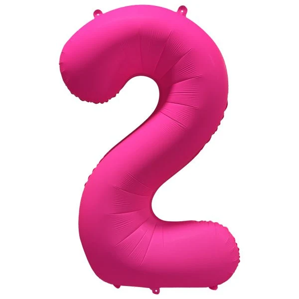 2 Jaar Cijfer Ballon Neon Roze Leeg 86cm