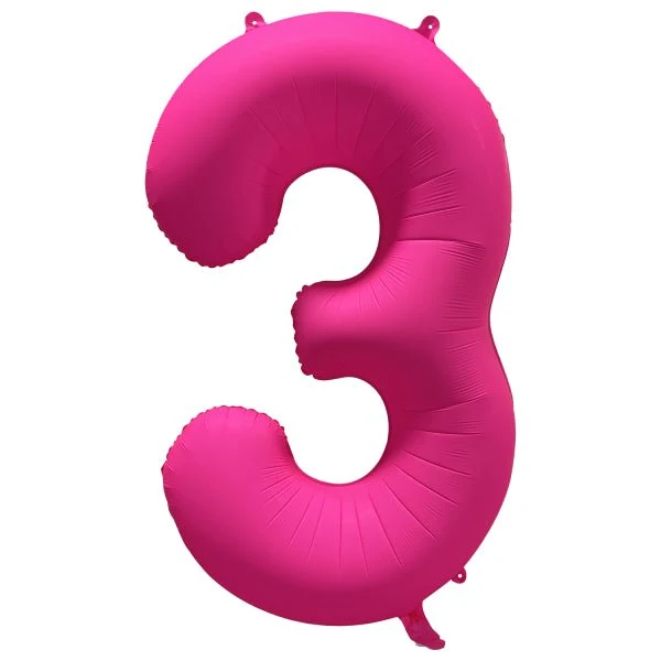 3 Jaar Cijfer Ballon Neon Roze Leeg 86cm