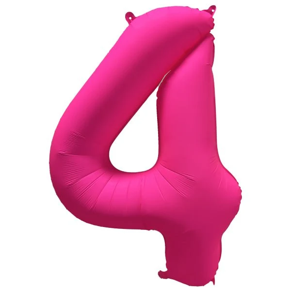 4 Jaar Cijfer Ballon Neon Roze Leeg 86cm