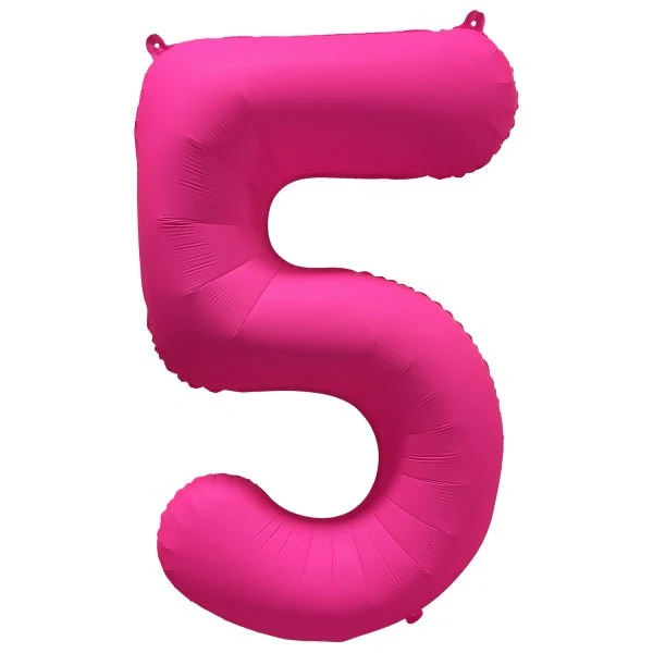 5 Jaar Cijfer Ballon Neon Roze Leeg 86cm
