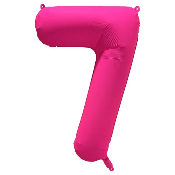 7 Jaar Cijfer Ballon Neon Roze Leeg 86cm