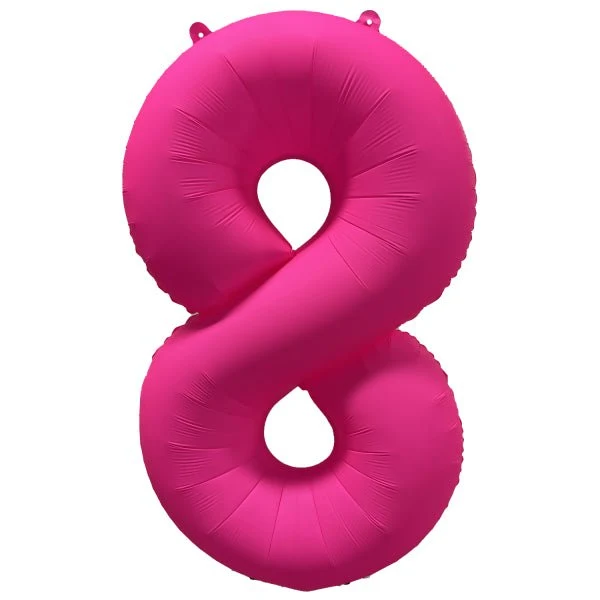 8 Jaar Cijfer Ballon Neon Roze Leeg 86cm
