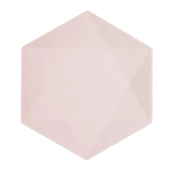 Roze Borden Zeshoek 26cm 6st
