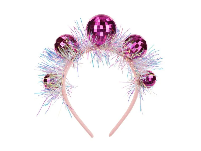 Disco 70S Haarband Roze Discoballen