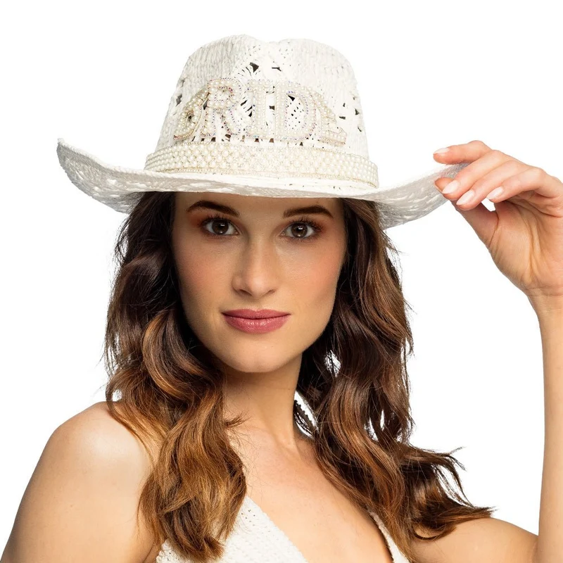 Cowboy Hoed Wit Bride Glitters