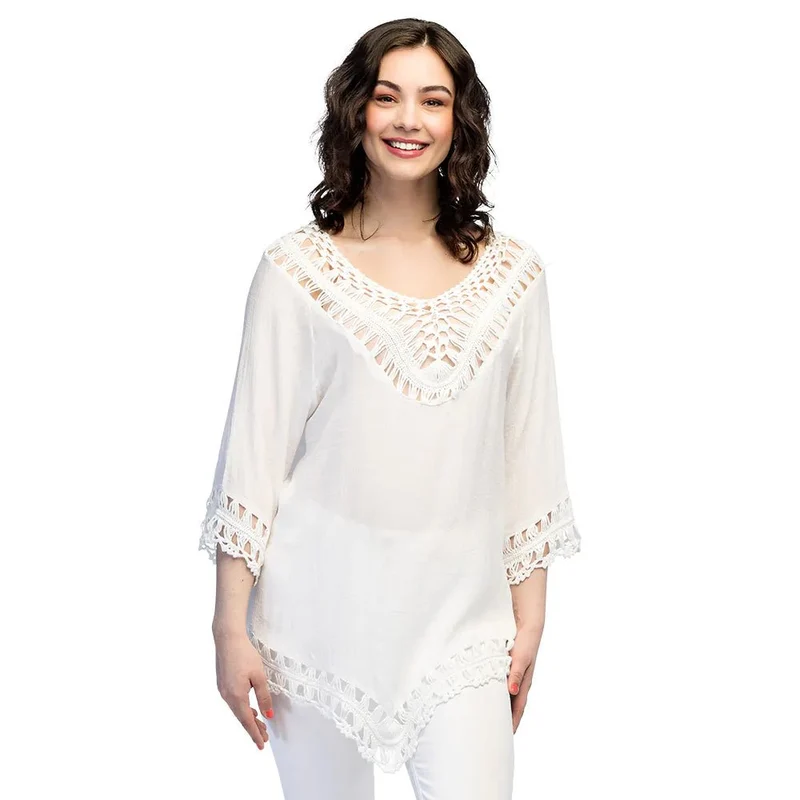 Witte Poncho Dames Salinas