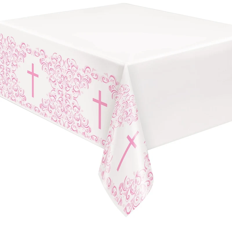 Tafelkleed Kruis Wit Roze 54x84cm