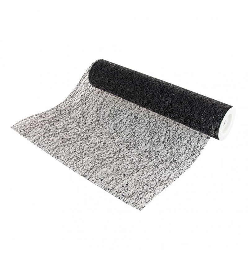 Zwarte Tafelloper Glitter 5m