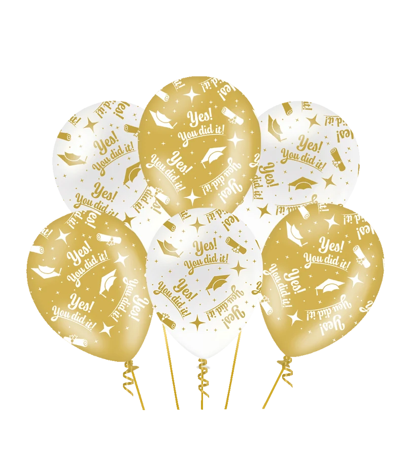 You Did It Ballonnen Wit Goud 30cm 6st